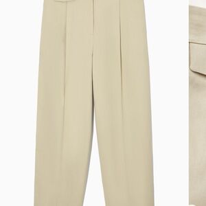 COS relaxed linen blend wide leg trousers.